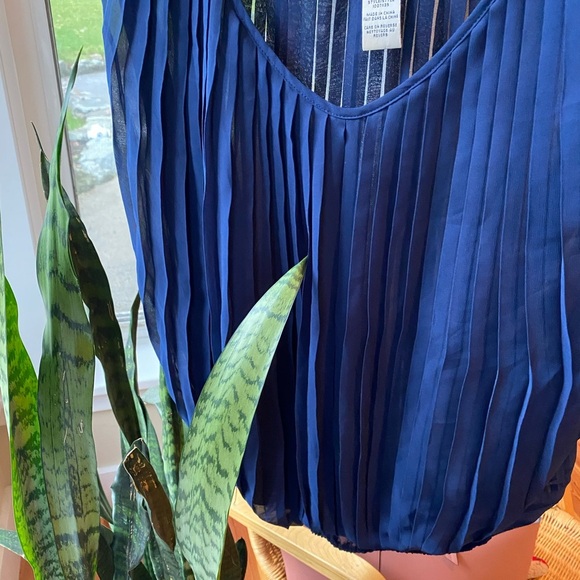 Max Studio Royal Blue Pleated Blouse - Picture 9 of 9